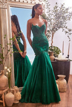 CD CDS482 - Strapless Lace Embellished Mermaid Prom Gown with Sheer Bodice & Sheer Lace Embellished Sides PROM GOWN Cinderella Divine 2 EMERALD 