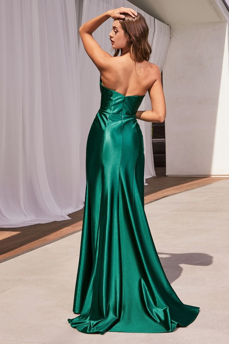 CD CDS487 - Strapless Stretch Satin Fit & Flare Prom Gown with