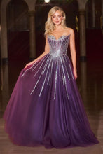 CD CDS541 - Strapless Layered Shimmer Tulle A-Line Prom Gown with Sheer In-Line Beaded Bodice PROM GOWN Cinderella Divine