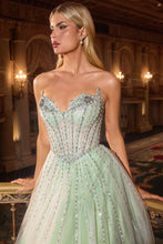 CD CDS541 - Strapless Layered Shimmer Tulle A-Line Prom Gown with Sheer In-Line Beaded Bodice PROM GOWN Cinderella Divine