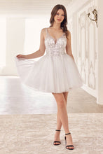 CD CY022 - Layered Glitter Tulle A-Line Homecoming Dress with Bead Embellished V-Neck Bodice & Lace-Up Corset Back Homecoming Cinderella Divine XXS OFF WHITE 