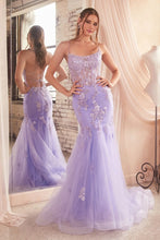CD D145 - Crystal Embellished Floral Detailed Mermaid Prom Gown with Sheer Boned Corset Bodice & Open Lace Up Corset Backc PROM GOWN Cinderella Divine 2 LAVENDER 
