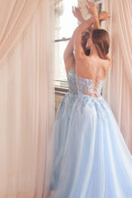 CD D553 - Embellished Tulle A-Line Prom Gown with Sheer Boned Bodice & Lace Up Corset Back PROM GOWN Cinderella Divine   