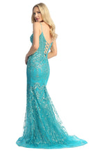 LF 7872 - Glitter Detailed Fit & Flare Prom Gown with Sheer Corset Bodice & Open Lace Up Back PROM GOWN Let's Fashion   
