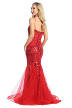 LF 7882 - Iridescent Sequin Embellished Fit & Flare Prom Gown with Sheer Boned Bodice PROM GOWN Let's Fashion   