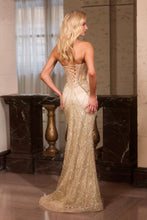 CD J888 - Sequin Patterned Fit & Flare Prom Gown with Beaded Lace Bodice & Open Lace Up Back PROM GOWN Cinderella Divine