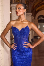 CD J888 - Sequin Patterned Fit & Flare Prom Gown with Beaded Lace Bodice & Open Lace Up Back PROM GOWN Cinderella Divine