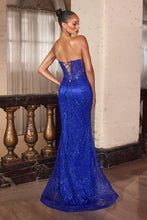 CD J888 - Sequin Patterned Fit & Flare Prom Gown with Beaded Lace Bodice & Open Lace Up Back PROM GOWN Cinderella Divine