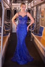 CD J889 - Beaded Embroidered Fit & Flare Prom Gown with Sheer Rhinestone Embellished Corset Bodice PROM GOWN Cinderella Divine 0 Royal