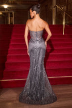 CD J903 - Strapless Bead Embellished Fit & Flare Prom Gown Adorned with Rhinestone Fringe Trimmed Bodice PROM GOWN Cinderella Divine