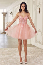 CD SF047 - Glitter Tulle A-Line Homecoming Dress with Sheer Beaded Lace V-Neck Corset Bodice Homecoming Cinderella Divine   