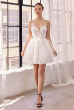 CD SF047 - Glitter Tulle A-Line Homecoming Dress with Sheer Beaded Lace V-Neck Corset Bodice Homecoming Cinderella Divine XXS OFF WHITE 