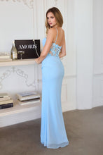 CD T723 - Strapless Stretch Satin Fit & Flare Formal Gown with V-Neck Leg Slit & Open Lace Up Back PROM GOWN Cinderella Divine
