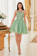 CD UJ0119 - Short A-Line Homecoming Dress with Lace Embroidered Top & Tulle Skirt Homecoming Cinderella Divine XXS SAGE 