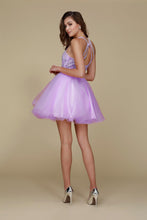 N B652 - Short Homecoming Dress with Lace Appliqué High Neck & Tulle Skirt Homecoming Nox   
