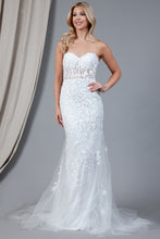 AC 7024 - Strapless Embroidered Fit & Flare Prom Gown with Sheer Boned Bodice & Lace Up Corset Back PROM GOWN Amelia Couture   
