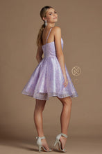 N R703 - Iridescent Sequin A-Line Homecoming Dress with V-Neck Pleated Bodice & Adjustable Spaghetti Straps Homecoming Nox   