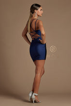 N T710 - Fitted Stretch Jersey Homecoming Dress with Sweetheart Neck & Spaghetti Strap Open Corset Back Homecoming Nox   