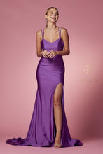 N T481 - Scoop Neck Fit & Flare Prom Gown High Leg Slit & Strappy Open Corset Back PROM GOWN Nox 2 IRIS 