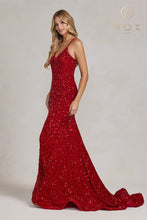 N C1109 - Full Sequin Fit & Flare Prom Gown with Corset Back Prom Gown Nox 00 RED 