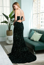 N R433 - Full Sequin Fit & Flare Prom Gown with V-Neck Open Corset Back & Leg Slit Prom Dress Nox 2 GREEN 