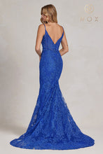 N C1100 - Glitter Print Lace Fit & Flare Prom Gown with Sheer Boned Bodice & Leg Slit Prom Dress Nox   
