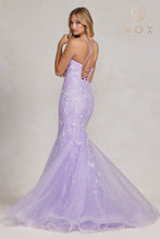 N C1117 - Fit & Flare Prom Gown with Floral Embroidery & Corset Back Prom Dress Nox   