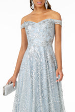 GL 2887 - Floral Embroidered Off the Shoulder A-Line Prom Gown with Glitter & Sequin Dresses GLS   