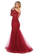 LF 7640 - Off the Shoulder Bead & Lace Embellished Mermaid Prom Gown with Lace Up Corset Back PROM GOWN Let's Fashion   