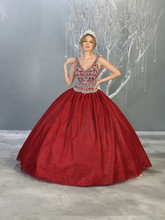 MQ LK143 - A Line Quinceanera Ball Gown with Bead Embellished V-Neck Bodice & Corset Back Quinceanera Gowns Mayqueen   