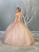 MQ LK151 - Glittery Off the Shoulders A-Line Ball Gown with Beaded Lace Bodice & Corset Back Quinceanera Gowns Mayqueen   