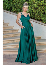 DQ 4263 - A-Line Prom Gown with Leg Slit V-Neck and Bodice Rouching PROM GOWN Dancing Queen XS HUNTER GREEN 