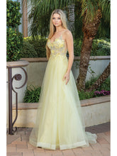 DQ 4276 - Layered Tulle A-Line Prom Gown with 3D Floral Embroidered V-Neck Bodice Sheer Underarms  & Open Back PROM GOWN Dancing Queen   