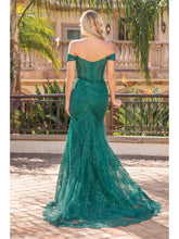 DQ 4332 - Glitter Pattern Off the Shoulder Fit & Flare Prom Gown with Sheer Boned Bodice & Leg Slit PROM GOWN Dancing Queen   