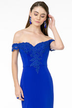 GL 2958 - Off the Shoulder Prom Gown with Embroidered Bodice & Train with Lace Insert Prom Dress GLS   