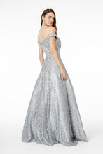 GL 2944 - Off the Shoulder A-Line Prom Gown with Embellished Sweet heart Top & Glittery Skirt Prom Dress GLS   
