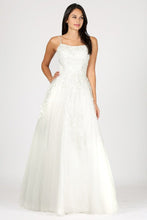 E 9757 - Shimmer Tulle A-Line Prom Gown with 3D Lace Applique Scoop Neck & Lace Up Corset Back PROM GOWN Eureka XS OFF WHITE 