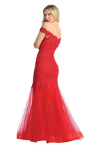 LF 7758 - Off The Shoulder Fit & Flare Prom Gown with Sheer Beaded Lace Embellished Corset Bodice Dresses Let's Fashion   