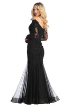 LF 7828 - Off the Shoulder Long Sleeve Mermaid Prom Gown with Sheer Boned Bodice PROM GOWN Let's Fashion   