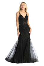 LF 7834 - Beaded Lace Embellished Fit & Flare Prom Gown with Sheer Corset Bodice & Tulle Skirt PROM GOWN Let's Fashion XS BLACK 