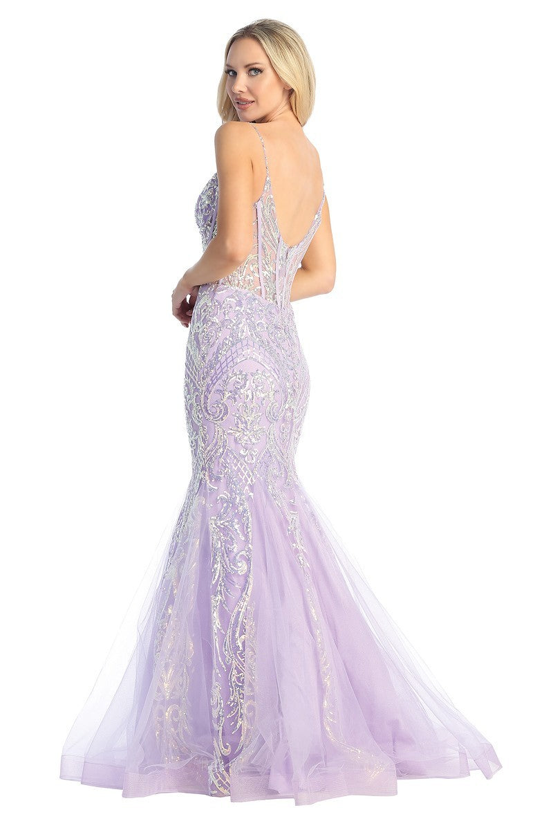 LF 7848 - Sequin Patterned Mermaid Prom Gown with Sheer Boned Corset B Diggz Formals LF 7848 - Sequin Patterned Mermaid Prom Gown with Sheer Boned Corset B Diggz Formals