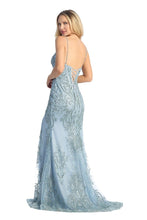 LF 7855 - Art Deco Glitter Print Fit & Flare Prom Gown with Boned Corset Bodice & Lace Up Corset Back PROM GOWN Let's Fashion   