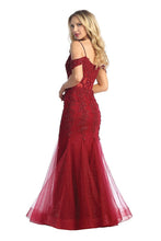 LF 7733 - Beaded Lace Embellished Fit & Flare Prom Gown with Sheer Corset Bodice & Tulle Skirt PROM GOWN Let's Fashion   