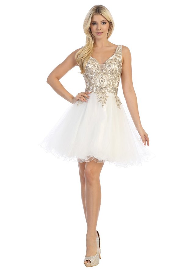 Grace Karin Sweetheart Gold Applique Gold Sequin Cocktail Dress Short White  Formal Prom Dress With Jurk Tulle Coctail HH374 From Werbowy, $93.12
