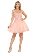 LF 6240 - A Line Homecoming Dress with Embroidered Lace Sweet heart Neck & Corset Back Homecoming Let's Fashion M Blush 