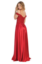 LF 7557 - Off the Shoulder A-Line Prom Gown with Beaded Bodice & Leg Slit PROM GOWN Let's Fashion   