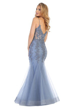 LF 7575 - Beaded Lace Embellished Fit & Flare Prom Gown with Sheer Corset Bodice & Tulle Skirt PROM GOWN Let's Fashion   