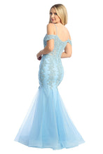 LF 7733 - Beaded Lace Embellished Fit & Flare Prom Gown with Sheer Corset Bodice & Tulle Skirt PROM GOWN Let's Fashion   