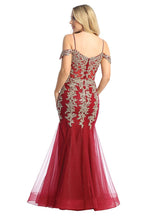 LF 7745 - Beaded Lace Embellished Fit & Flare Prom Gown with Sheer Corset Bodice & Tulle Skirt PROM GOWN Let's Fashion   