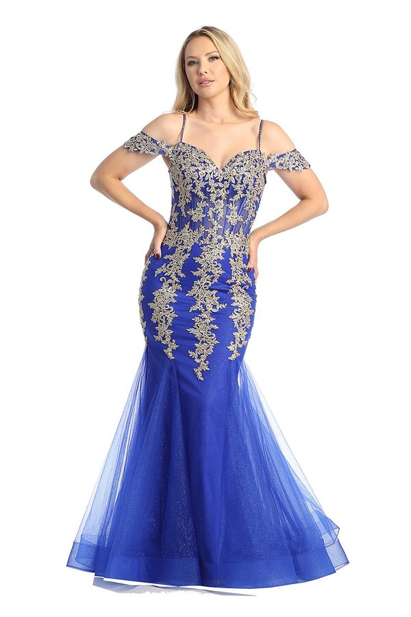 LF 7745 - Beaded Lace Embellished Fit & Flare Prom Gown with Sheer Corset Bodice & Tulle Skirt Xs / Burgundy LF 7745 - Beaded Lace Embellished Fit & Flare Prom Gown with Sheer Corset Bodice & Tulle Skirt Xs / Burgundy